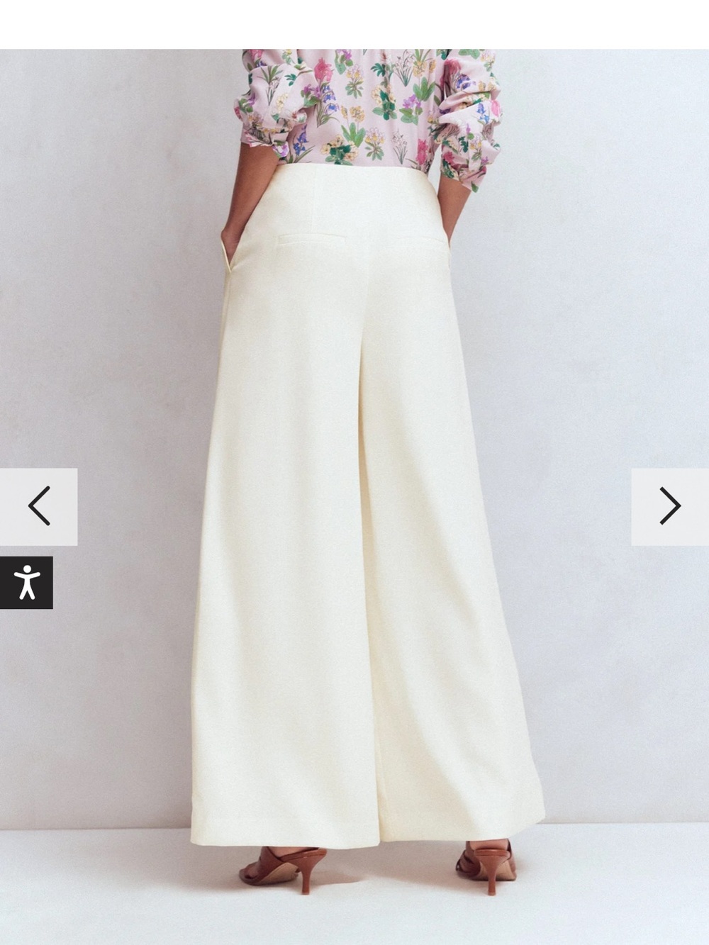 Boden Cream Pleated wide leg pants - Picture 3 of 12